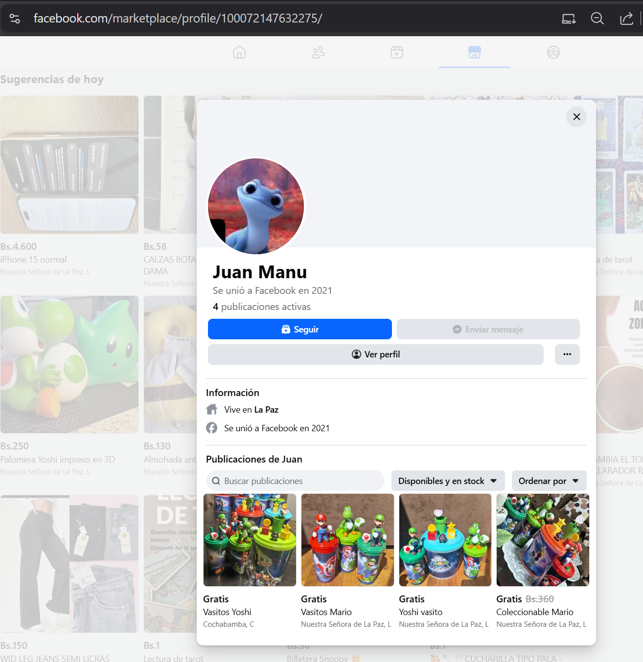 Ejemplo perfil Marketplace