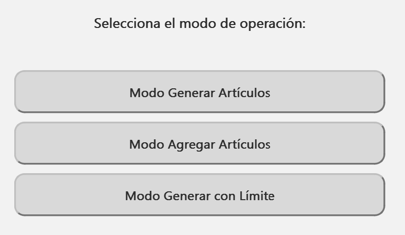 Opciones de Modo Crear Publicación