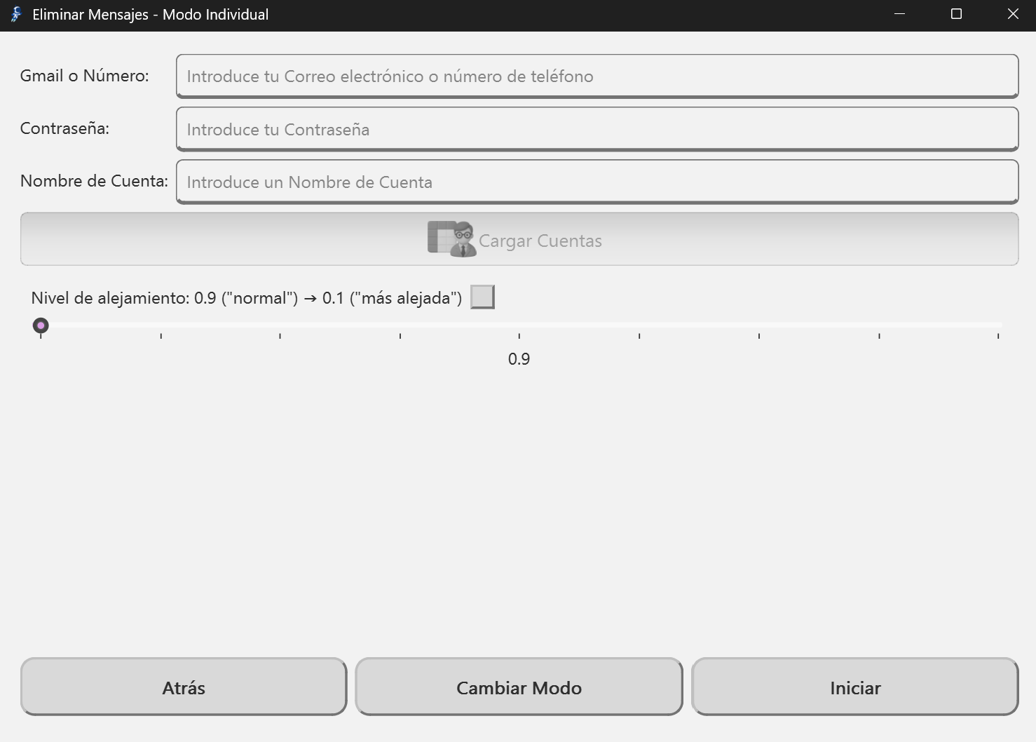 Pantalla Eliminar Mensajes